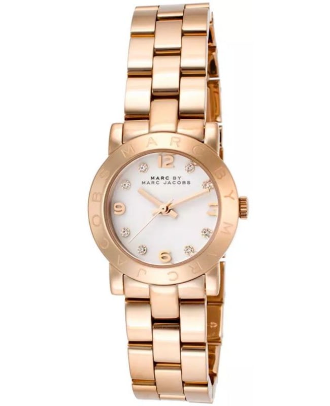 Marc Jacobs Mini Amy White Dial Rose Gold Steel Strap Watch for Women - MBM3078