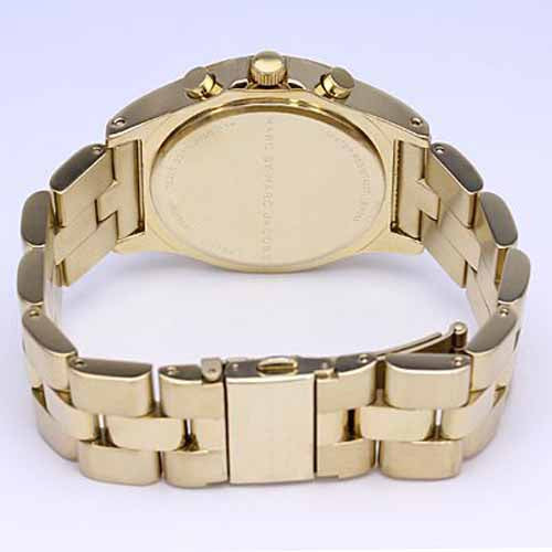 Marc Jacobs Blade Chronograph White Dial Gold Steel Strap Watch for Women - MBM3081