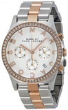  Shop Authentic Marc Jacobs Henry Chronograph Silver Dial Two Tone Steel Strap Watch for Women - MBM3106 - Luxxuri