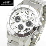  Shop Authentic Marc Jacobs Marc Chronograph Silver Dial Silver Steel Strap Watch for Men - MBM3155 - Luxxuri