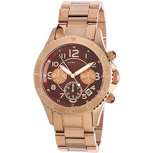  Shop Authentic Marc Jacobs Rock Chronograph Mother of Pearl Red Dial Rose Gold Steel Strap Unisex Watch - MBM3251 - Luxxuri