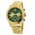 Marc Jacobs Rock Chronograph Green Dial Gold Steel Strap Watch for Women - MBM3252