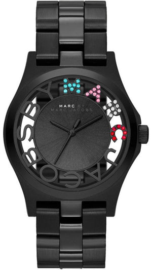  Shop Authentic Marc Jacobs Henry Skeleton Black Dial Black Steel Strap Watch for Women - MBM3265 - Luxxuri