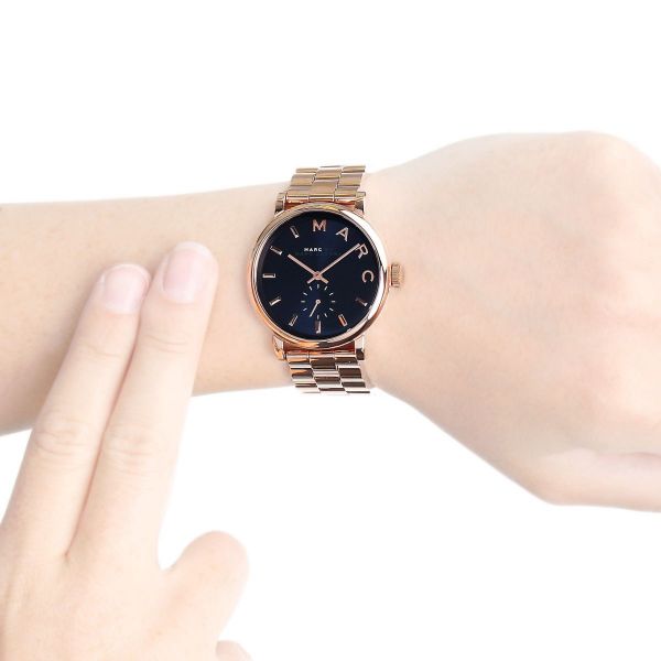  Shop Authentic Marc Jacobs Baker Blue Dial Rose Gold Steel Strap Watch for Women - MBM3330 - Luxxuri