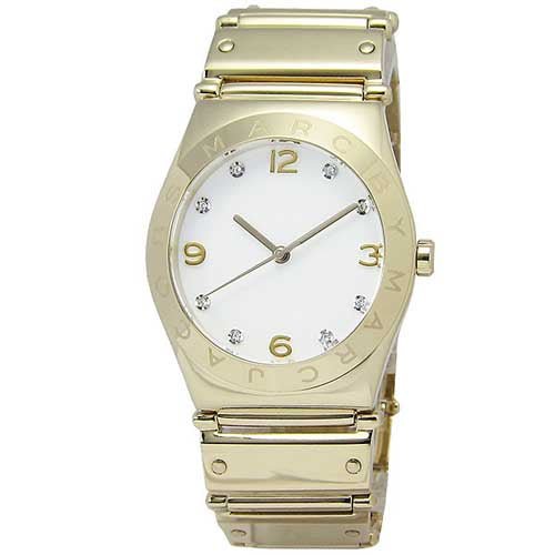 Marc Jacobs Amy White Dial Gold Steel Strap Watch for Women - MBM8519