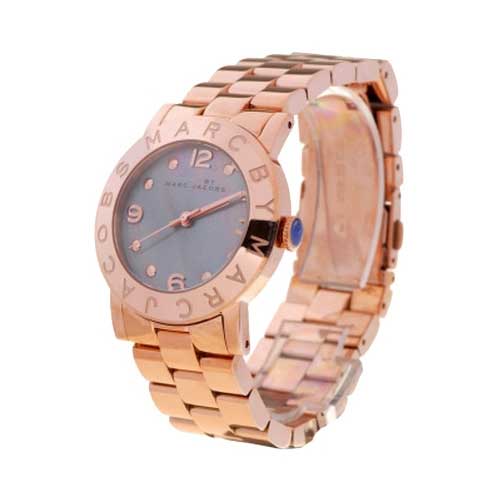  Shop Authentic Marc Jacobs Amy Mother of Pearl Black Dial Rose Gold Steel Strap Watch for Women - MBM8610 - Luxxuri