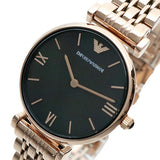  Shop Authentic Emporio Armani Gianni T-Bar Black Dial Rose Gold Strap Watch For Women - AR11145 - Luxxuri