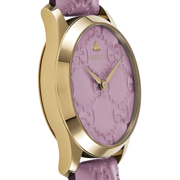  Shop Authentic Gucci G Timeless Quartz Lilac Dial Lilac Leather Strap Watch For Women - YA1264098 - Luxxuri