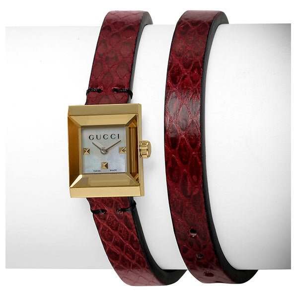  Shop Authentic Gucci G Frame White Dial Red Leather Strap Watch For Women - YA128524 - Luxxuri