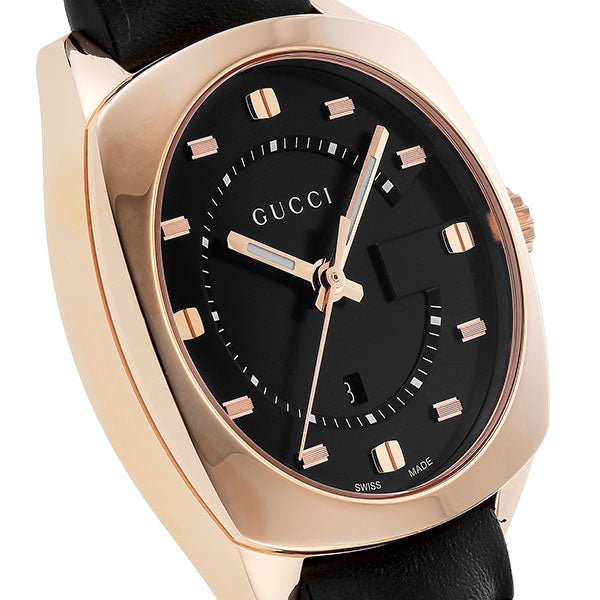  Shop Authentic Gucci GG2570 Quartz Black Dial Black Leather Strap Watch For Men - YA142309 - Luxxuri