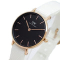  Shop Authentic Daniel Wellington Classic Petite Dover Black Dial White NATO Strap Watch For Women - DW00100314 - Luxxuri