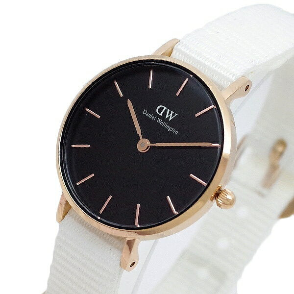  Shop Authentic Daniel Wellington Classic Petite Dover Black Dial White NATO Strap Watch For Women - DW00100314 - Luxxuri