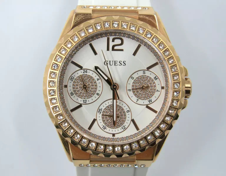  Shop Authentic Guess Starlight Diamonds White Dial White Rubber Strap Watch for Women - W0846L5 - Luxxuri