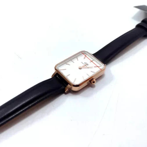  Shop Authentic Daniel Wellington Quadro White Dial Black Leather Strap Watch For Women - DW00100434 - Luxxuri