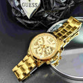  Shop Authentic Guess Sunrise Chronograph Gold Dial Gold Steel Strap Watch For Women - W0330L1 - Luxxuri