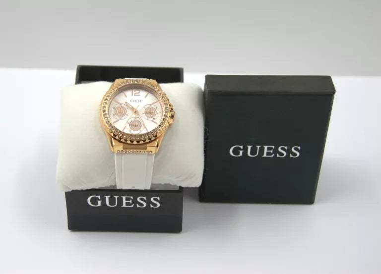  Shop Authentic Guess Starlight Diamonds White Dial White Rubber Strap Watch for Women - W0846L5 - Luxxuri