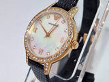  Shop Authentic Emporio Armani Cleo Three-Hand Mother of Pearl Dial Black Leather Strap Watch For Women - AR11485 - Luxxuri