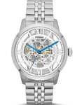 Fossil Townsman Automatic Skeleton Silver Dial Silver Steel Strap Watch for Men - ME3044