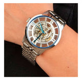  Shop Authentic Fossil Townsman Automatic Skeleton Silver Dial Silver Steel Strap Watch for Men - ME3044 - Luxxuri