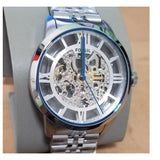  Shop Authentic Fossil Townsman Automatic Skeleton Silver Dial Silver Steel Strap Watch for Men - ME3044 - Luxxuri