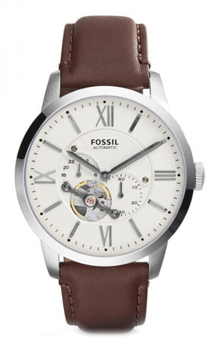  Shop Authentic Fossil Townsman Automatic White Dial Brown Leather Strap Watch for Men - ME3064 - Luxxuri