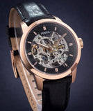  Shop Authentic Fossil Townsman Automatic Skeleton Black Dial Black Leather Strap Watch for Men - ME3084 - Luxxuri