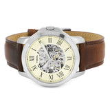  Shop Authentic Fossil Grant Automatic Beige Skeleton Dial Brown Leather Strap Watch for Men - ME3099 - Luxxuri