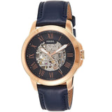  Shop Authentic Fossil Grant Automatic Skeleton Blue Dial Blue Leather Strap Watch for Men - ME3102 - Luxxuri