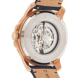  Shop Authentic Fossil Grant Automatic Skeleton Blue Dial Blue Leather Strap Watch for Men - ME3102 - Luxxuri