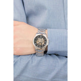  Shop Authentic Fossil Grant Automatic Skeleton Black Dial Silver Steel Strap Watch for Men - ME3103 - Luxxuri