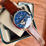  Shop Authentic Fossil Townsman Automatic Blue Dial Brown Leather Strap Watch for Men - ME3110 - Luxxuri