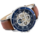  Shop Authentic Fossil Grant Sport Automatic Skeleton Blue Dial Brown Leather Strap Watch for Men - ME3140 - Luxxuri