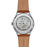  Shop Authentic Fossil Forrester Luggage Automatic Skeleton Blue Dial Brown Leather Strap Watch for Men - ME3179 - Luxxuri