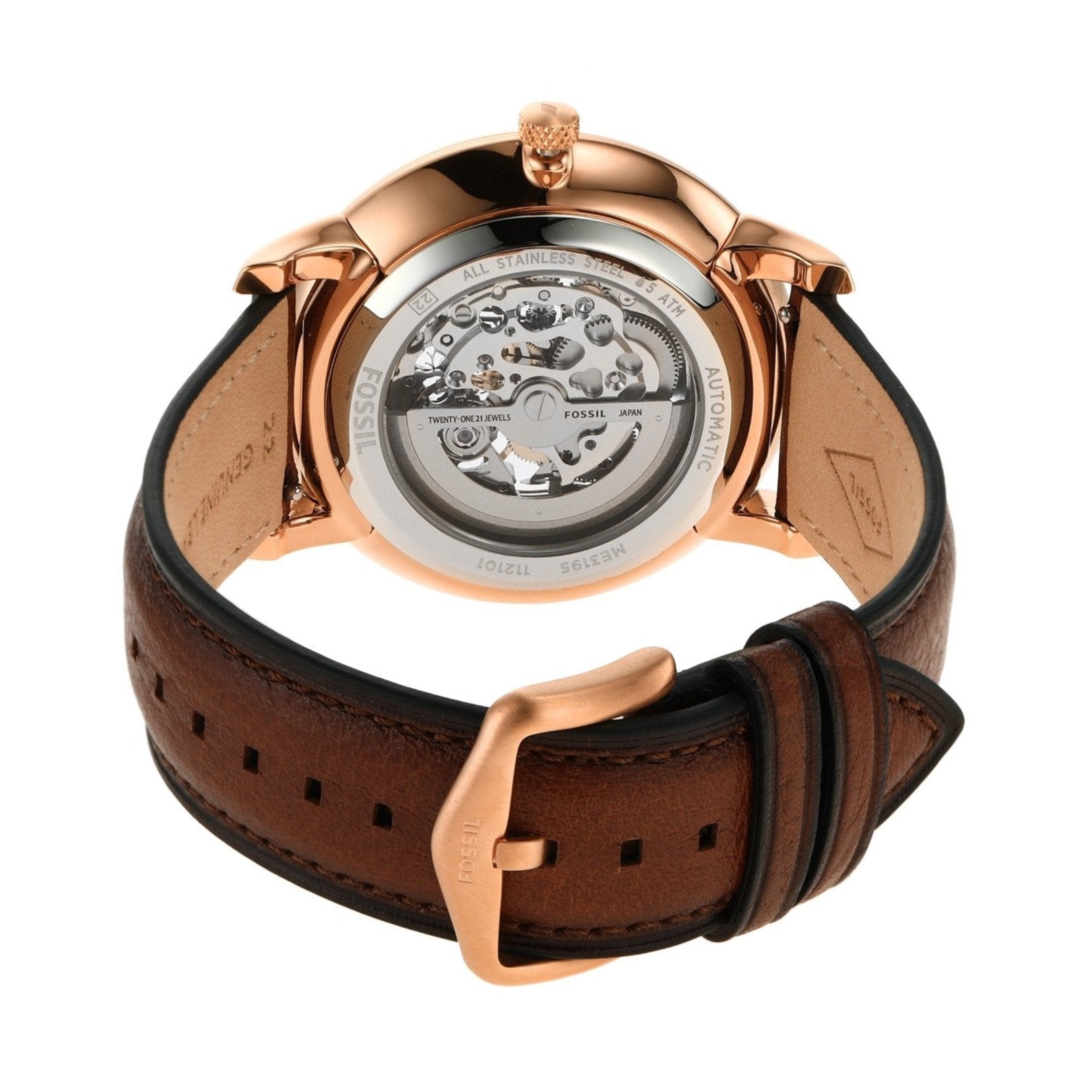  Shop Authentic Fossil Neutra Automatic Skeleton Black Dial Brown Leather Strap Watch for Men - ME3195 - Luxxuri