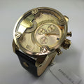  Shop Authentic Diesel Mr Daddy Gold Dial Black Leather Strap Watch For Men - DZ7363 - Luxxuri