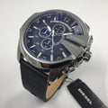  Shop Authentic Diesel Mega Chief Chronograph Blue Dial Black Leather Strap Watch For Men - DZ4423 - Luxxuri