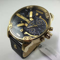  Shop Authentic Diesel Mr Daddy Black & Gold Dial Black Leather Strap Watch For Men - DZ7371 - Luxxuri