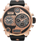 Shop Authentic Diesel Big Daddy Gold & Black Dial Black Leather Strap Watch For Men - DZ7261 - Luxxuri