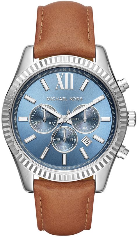  Shop Authentic Michael Kors Lexington Chronograph Blue Dial Brown Leather Strap Watch For Men - MK8537 - Luxxuri