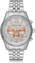  Shop Authentic Michael Kors Lexington Chronograph Silver Dial Silver Steel Strap Watch for Men - MK8515 - Luxxuri