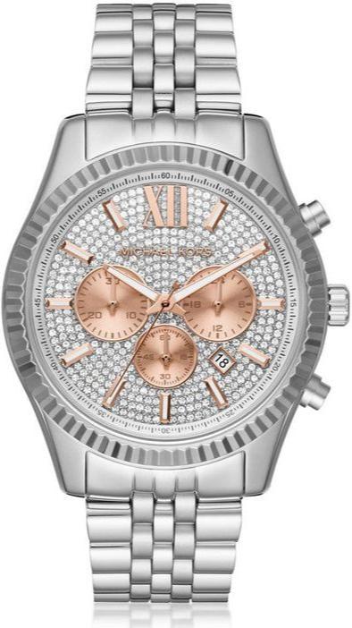  Shop Authentic Michael Kors Lexington Chronograph Silver Dial Silver Steel Strap Watch for Men - MK8515 - Luxxuri