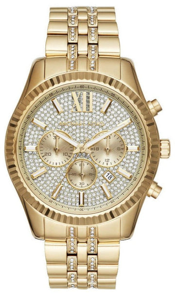  Shop Authentic Michael Kors Lexington Chronograph Gold Dial Gold Steel Strap Watch For Men - MK8579 - Luxxuri