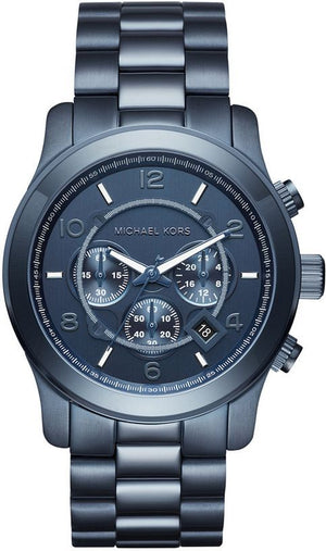  Shop Authentic Michael Kors Runway Chronograph Blue Dial Blue Steel Strap Watch For Men - MK8538 - Luxxuri