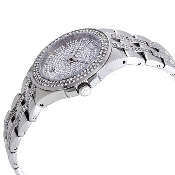  Shop Authentic Bulova Crystal Collection Silver Dial Silver Steel Strap Watch for Women - 96L243 - Luxxuri