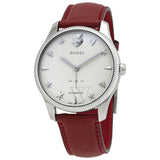  Shop Authentic Gucci G Timeless Automatic Silver Dial Red Leather Strap Watch For Men - YA126346 - Luxxuri