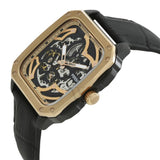  Shop Authentic Fossil Inscription Automatic Skeleton Rose Gold Dial Black Leather Strap Watch for Men - BQ2572 - Luxxuri