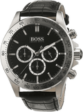  Shop Authentic Hugo Boss Ikon Black Dial Black Leather Strap Watch for Men - 1513178 - Luxxuri