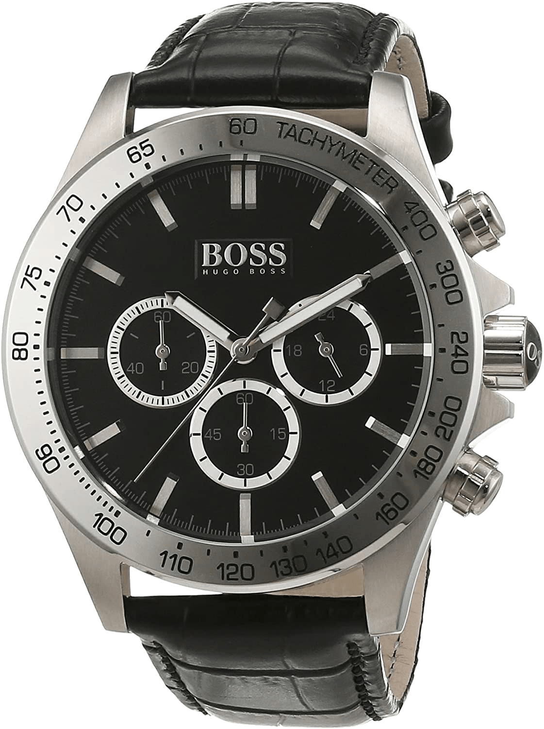  Shop Authentic Hugo Boss Ikon Black Dial Black Leather Strap Watch for Men - 1513178 - Luxxuri