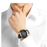  Shop Authentic Hugo Boss Chronograph Black Dial Black Leather Strap Watch For Men - 1513266 - Luxxuri