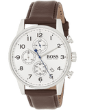  Shop Authentic Hugo Boss Navigator White Dial Brown Leather Strap Watch for Men - 1513495 - Luxxuri